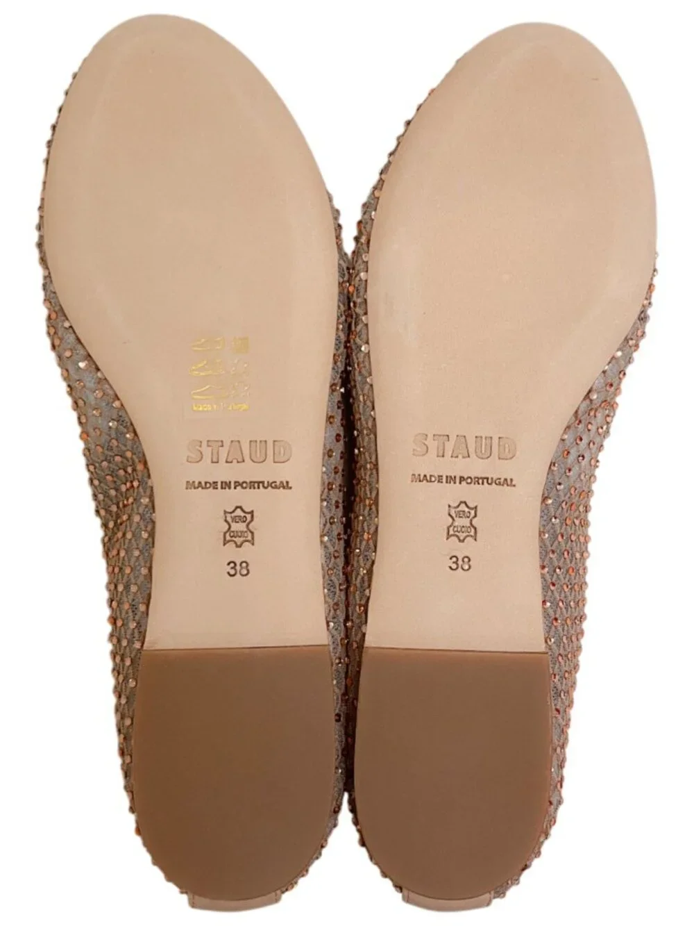Staud Champagne Mesh Alba Ballet Flats with Crystals - Picture 9 of 9